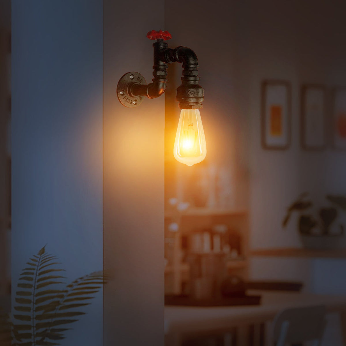 Water Pipe Valve Wall Light – 5 Finishes, E27 - photo 8