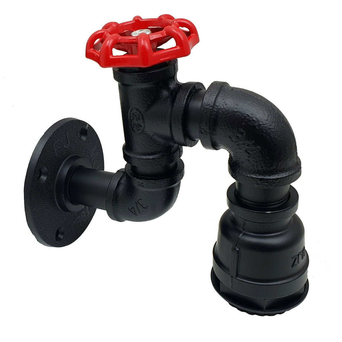 Water Pipe Valve Wall Light – 5 Finishes, E27 - Black, No Shade, Without Bulb