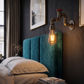 Water Pipe Valve Wall Light – 5 Finishes, E27 - Brushed Brass, No Shade, ST64 LED Bulb 4W