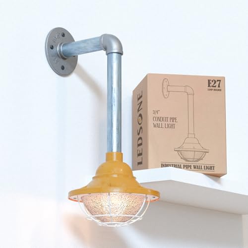 Industrial Galvanised Pipe Wall Light with Shade - photo 11