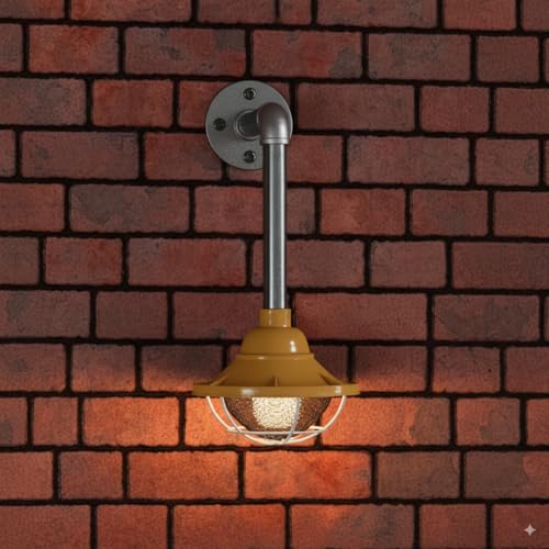 Industrial Galvanised Pipe Wall Light with Shade - photo 15