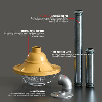 Industrial Galvanised Pipe Wall Light with Shade - photo 5