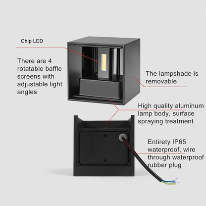 Square Up Down LED Wall Light with PIR Sensor 10W IP54 – Black - photo 8