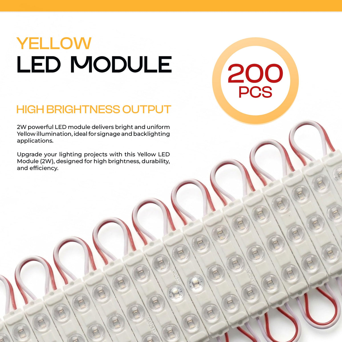 220V AC Waterproof LED Sign Modules – No Driver Needed - Yellow, Pack of 200