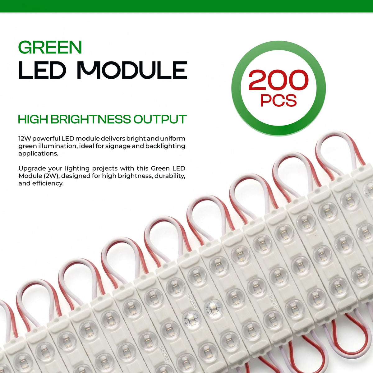 220V AC Waterproof LED Sign Modules – No Driver Needed - Green, Pack of 200