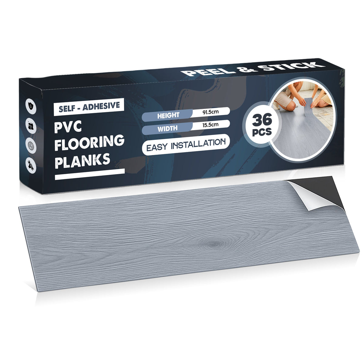 Self-Adhesive Vinyl Floor Planks, Pack of 36 – Wood Effect, 3 Colours - photo 24