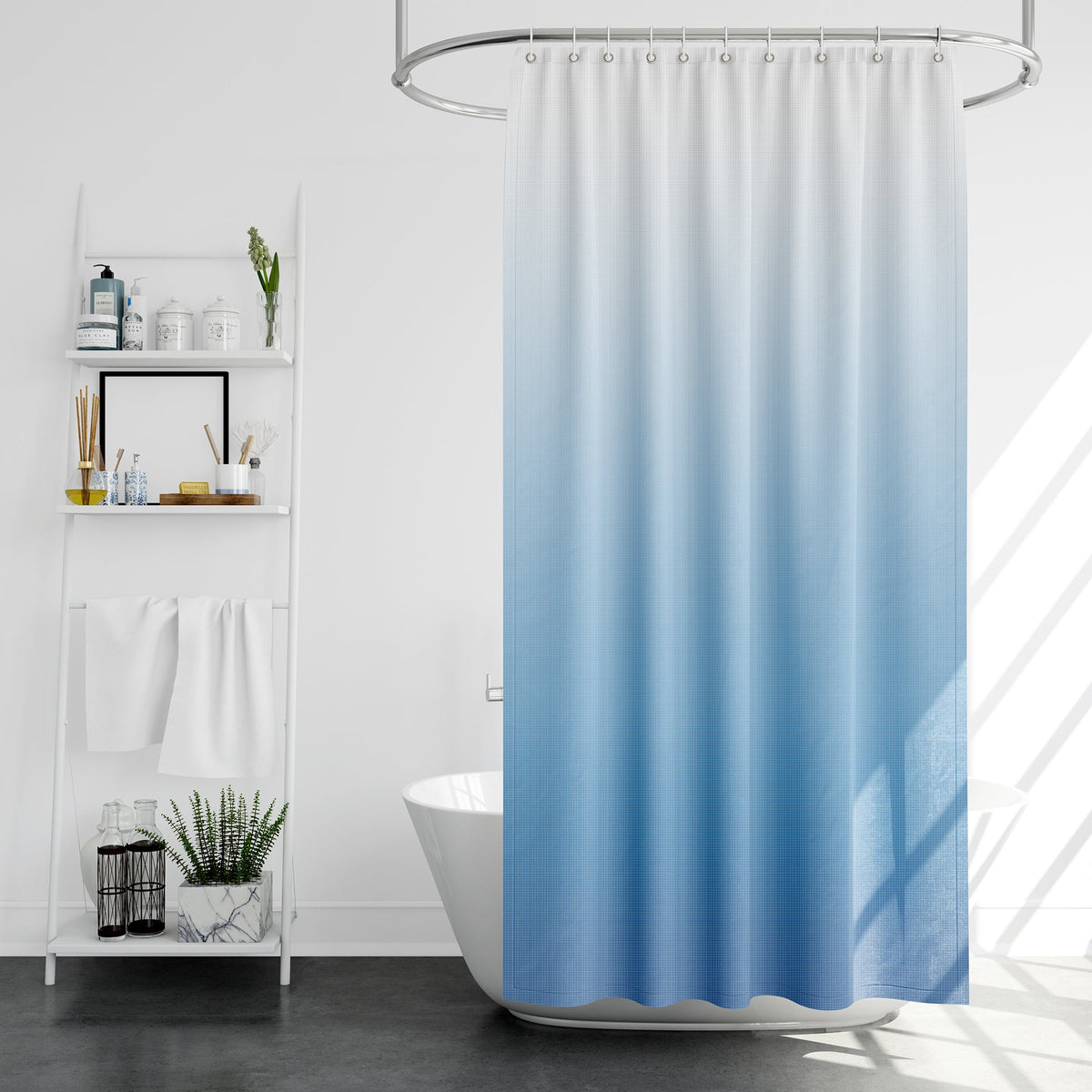 Gradient Fabric Shower Curtain 180 x 180 cm – Waterproof, Hooks, Assorted Colour - photo 11