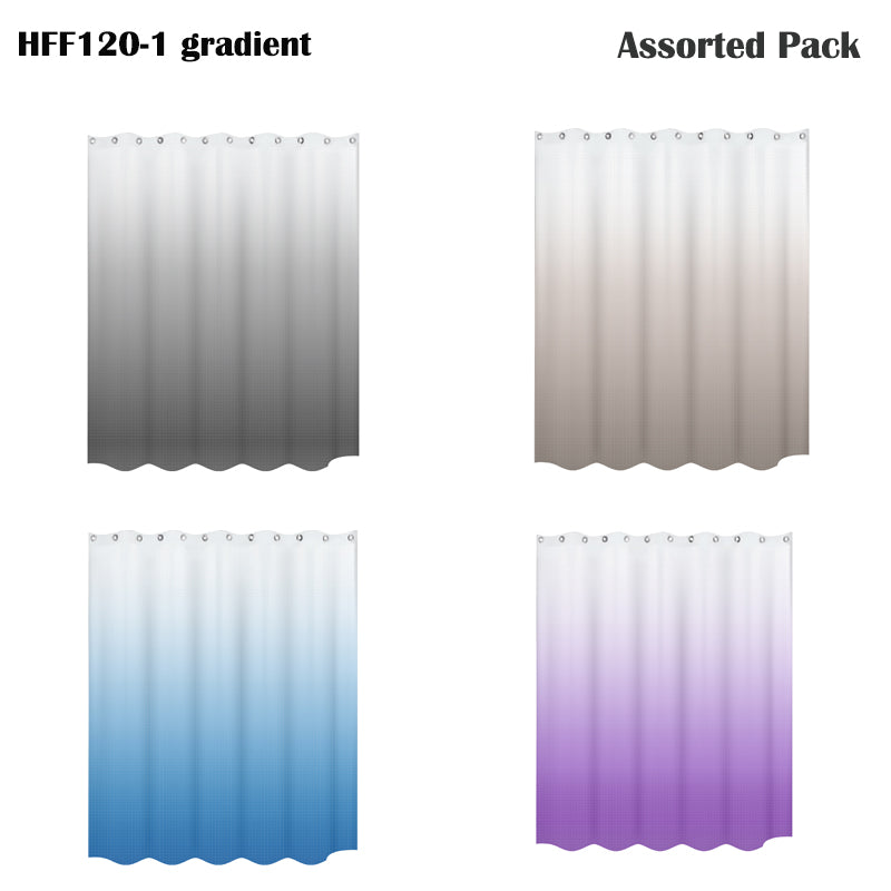 Gradient Fabric Shower Curtain 180 x 180 cm – Waterproof, Hooks, Assorted Colour