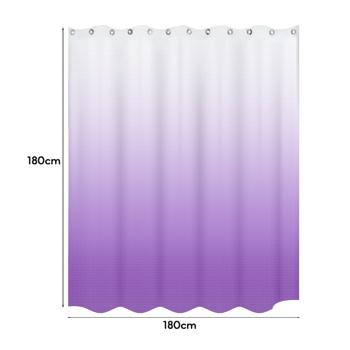 Gradient Fabric Shower Curtain 180 x 180 cm – Waterproof, Hooks, Assorted Colour - photo 3