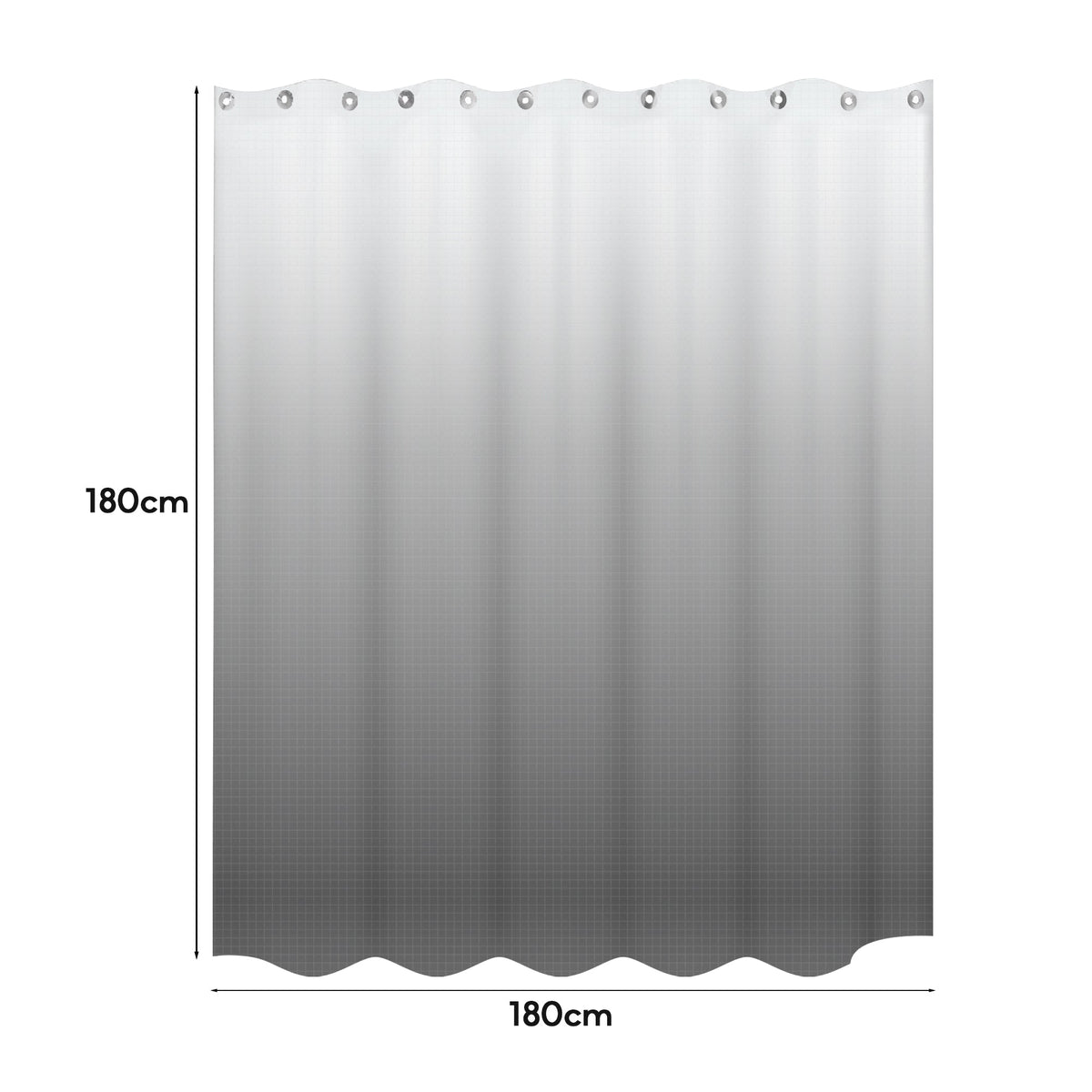 Gradient Fabric Shower Curtain 180 x 180 cm – Waterproof, Hooks, Assorted Colour - photo 4
