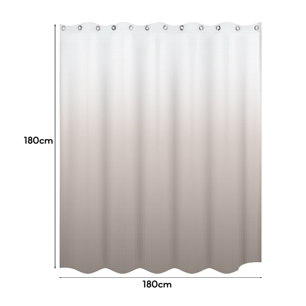 Gradient Fabric Shower Curtain 180 x 180 cm – Waterproof, Hooks, Assorted Colour - photo 6