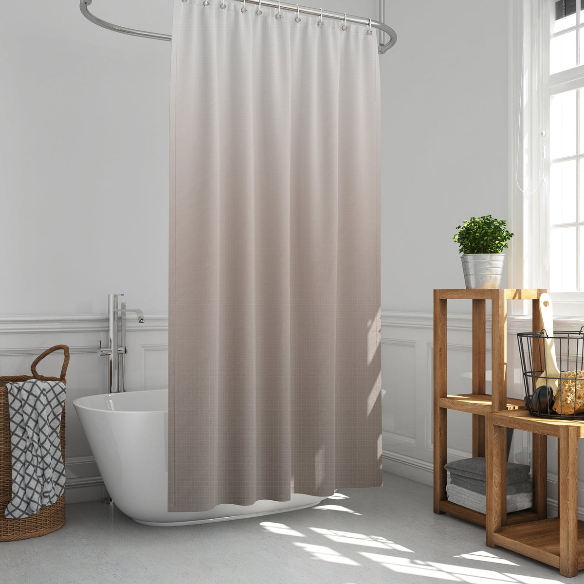 Gradient Fabric Shower Curtain 180 x 180 cm – Waterproof, Hooks, Assorted Colour - photo 8