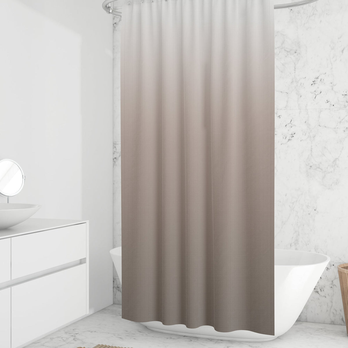 Gradient Fabric Shower Curtain 180 x 180 cm – Waterproof, Hooks, Assorted Colour - photo 9