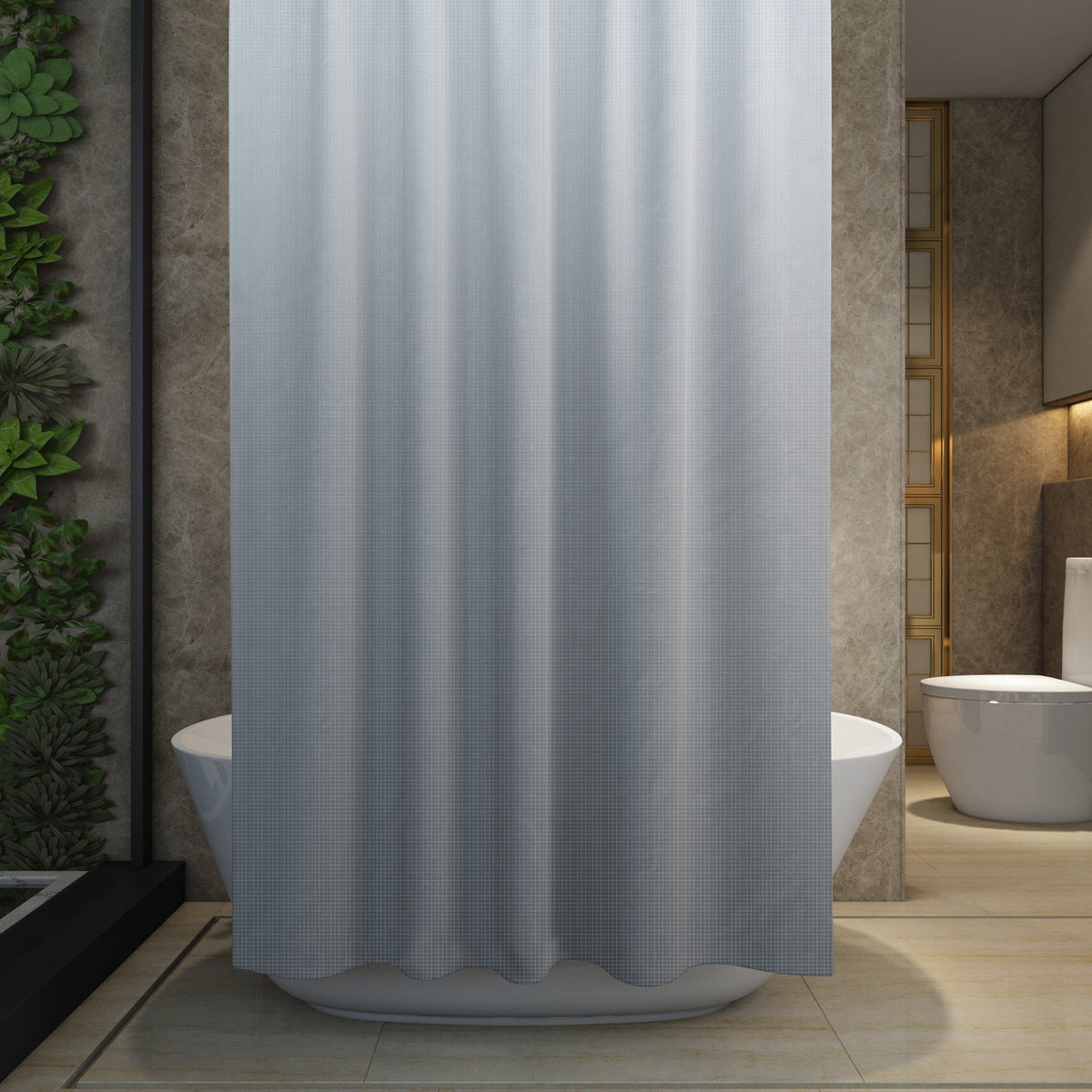 Gradient Fabric Shower Curtain 180 x 180 cm – Waterproof, Hooks, Assorted Colour - photo 10
