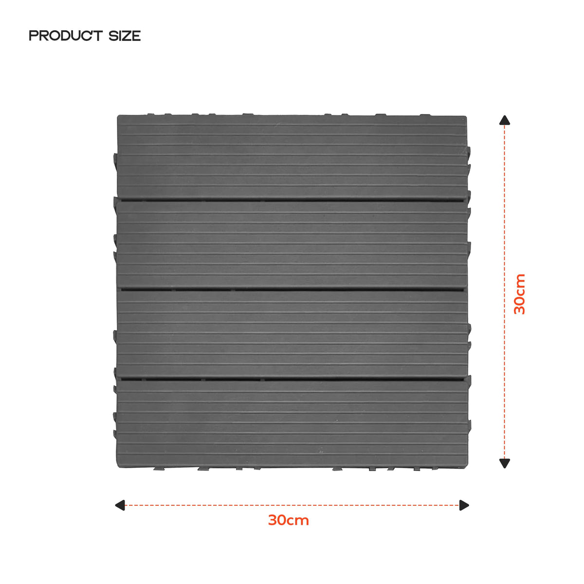 Grey PVC Interlocking Deck Tiles – 30 x 30 cm, Packs of 6, 9 or 16 - photo 3
