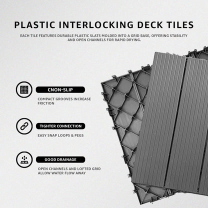 Grey PVC Interlocking Deck Tiles – 30 x 30 cm, Packs of 6, 9 or 16 - photo 8