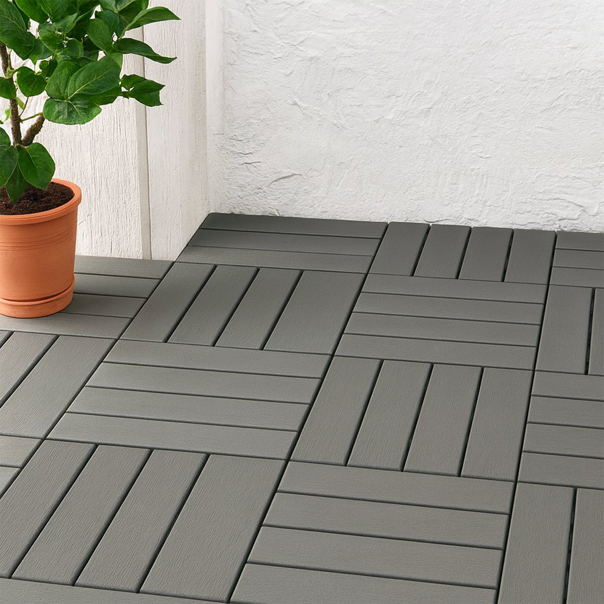 Grey PVC Interlocking Deck Tiles – 30 x 30 cm, Packs of 6, 9 or 16 - photo 2