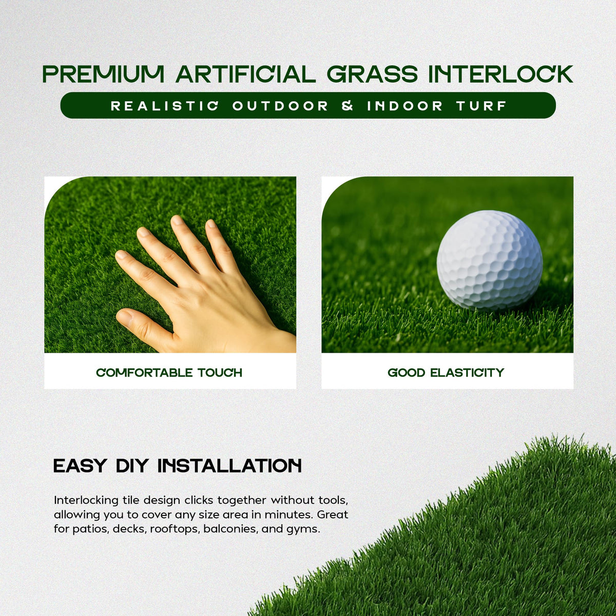 Artificial Grass Interlocking Tiles – 30 x 30 cm, Packs of 6, 9 or 16 - photo 5