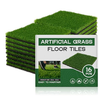 Artificial Grass Interlocking Tiles – 30 x 30 cm, Packs of 6, 9 or 16 - 16 Tiles