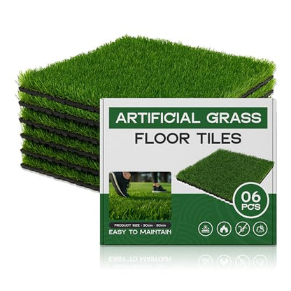 Artificial Grass Interlocking Tiles – 30 x 30 cm, Packs of 6, 9 or 16 - 6 Tiles