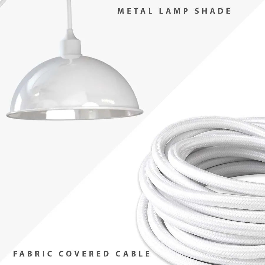 2-Light Spider Pendant – White Dome Shades, Fabric Cable, E27 - photo 4