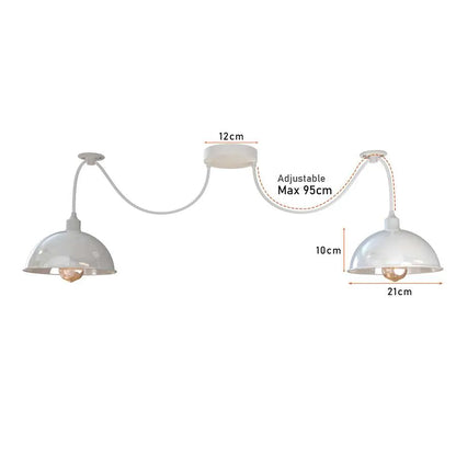 2-Light Spider Pendant – White Dome Shades, Fabric Cable, E27 - photo 7