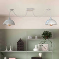 2-Light Spider Pendant – White Dome Shades, Fabric Cable, E27