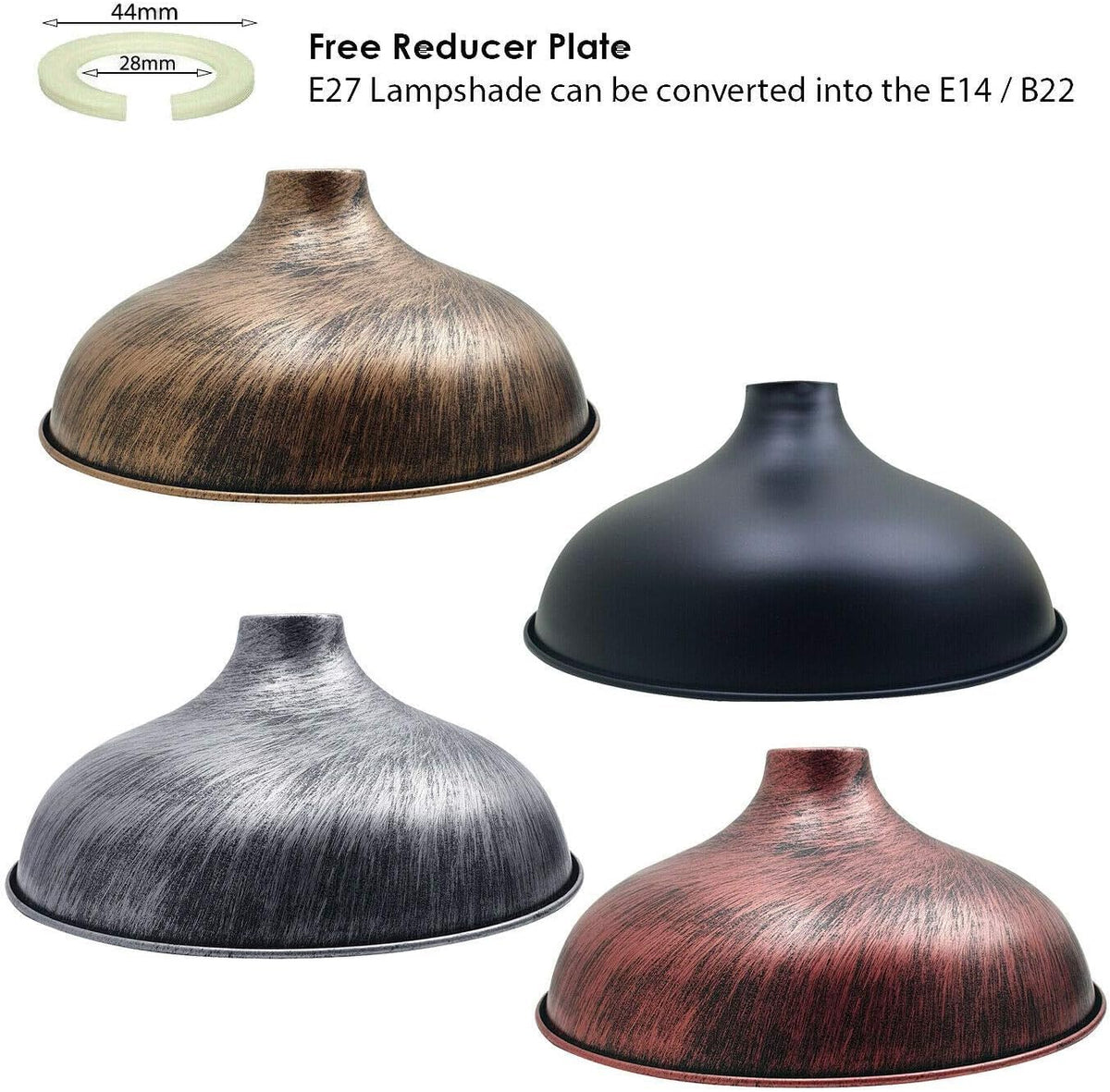 Wide Bell Lamp Shade 36 cm – Easy Fit, 5 Industrial Finishes - photo 3