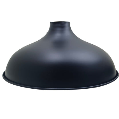 Wide Bell Lamp Shade 36 cm – Easy Fit, 5 Industrial Finishes - 36 cm with Reducer Ring, Black, Single