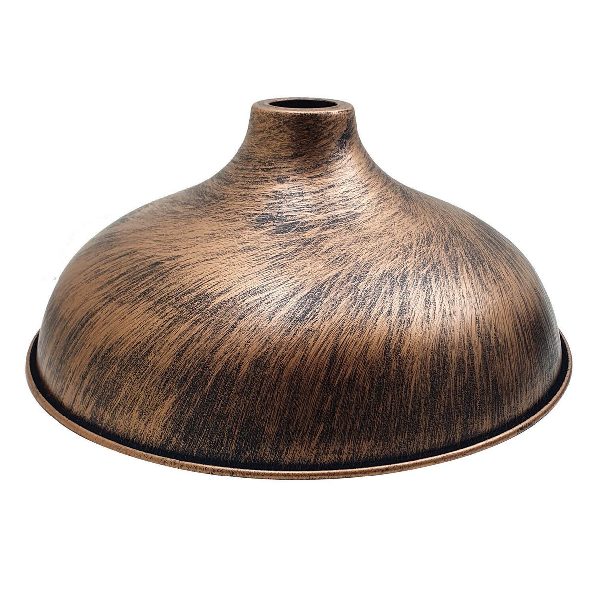 Wide Bell Lamp Shade 36 cm – Easy Fit, 5 Industrial Finishes - 36 cm with Reducer Ring, Brushed Copper, Single