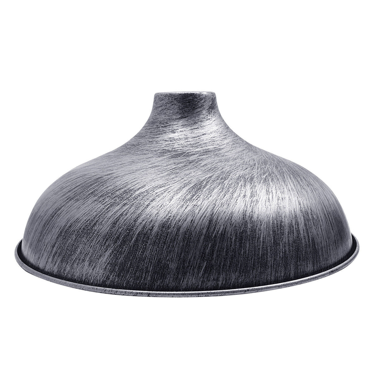 Wide Bell Lamp Shade 36 cm – Easy Fit, 5 Industrial Finishes - 36 cm with Reducer Ring, Brushed Silver, Single