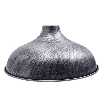 Wide Bell Lamp Shade 36 cm – Easy Fit, 5 Industrial Finishes - 36 cm with Reducer Ring, Brushed Silver, Single