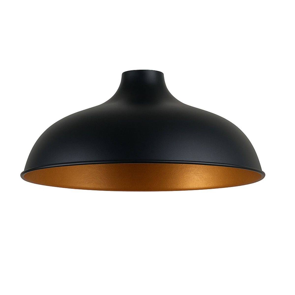 Wide Bell Lamp Shade 36 cm – Easy Fit, 5 Industrial Finishes - 36 cm with Reducer Ring, Black & Gold, Single