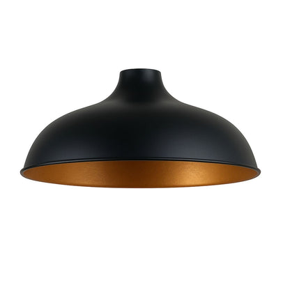 Wide Bell Lamp Shade 36 cm – Easy Fit, 5 Industrial Finishes - 36 cm with Reducer Ring, Black & Gold, Single