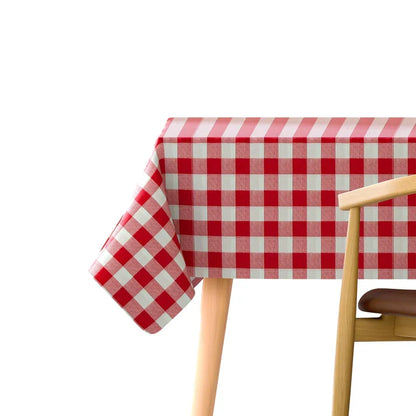 Check Tablecloth – Grey & White or Red & White Gingham, Wipe-Clean - Red & White Gingham, 150cm x 228cm