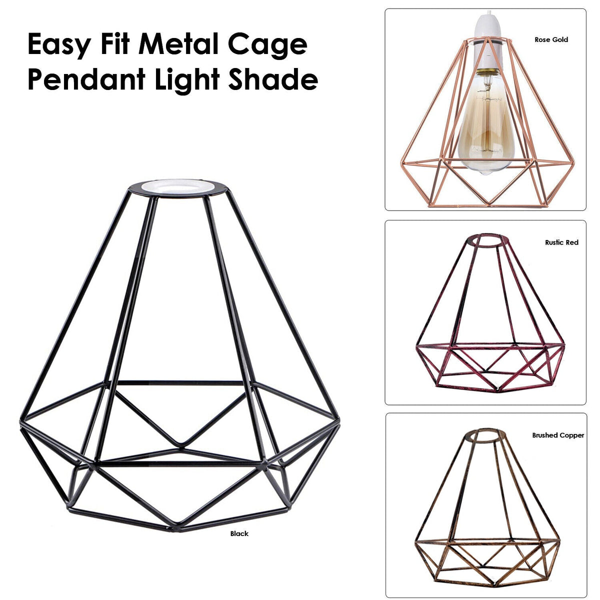 Diamond Wire Cage Lamp Shade – Easy Fit with Reducer Ring - photo 18