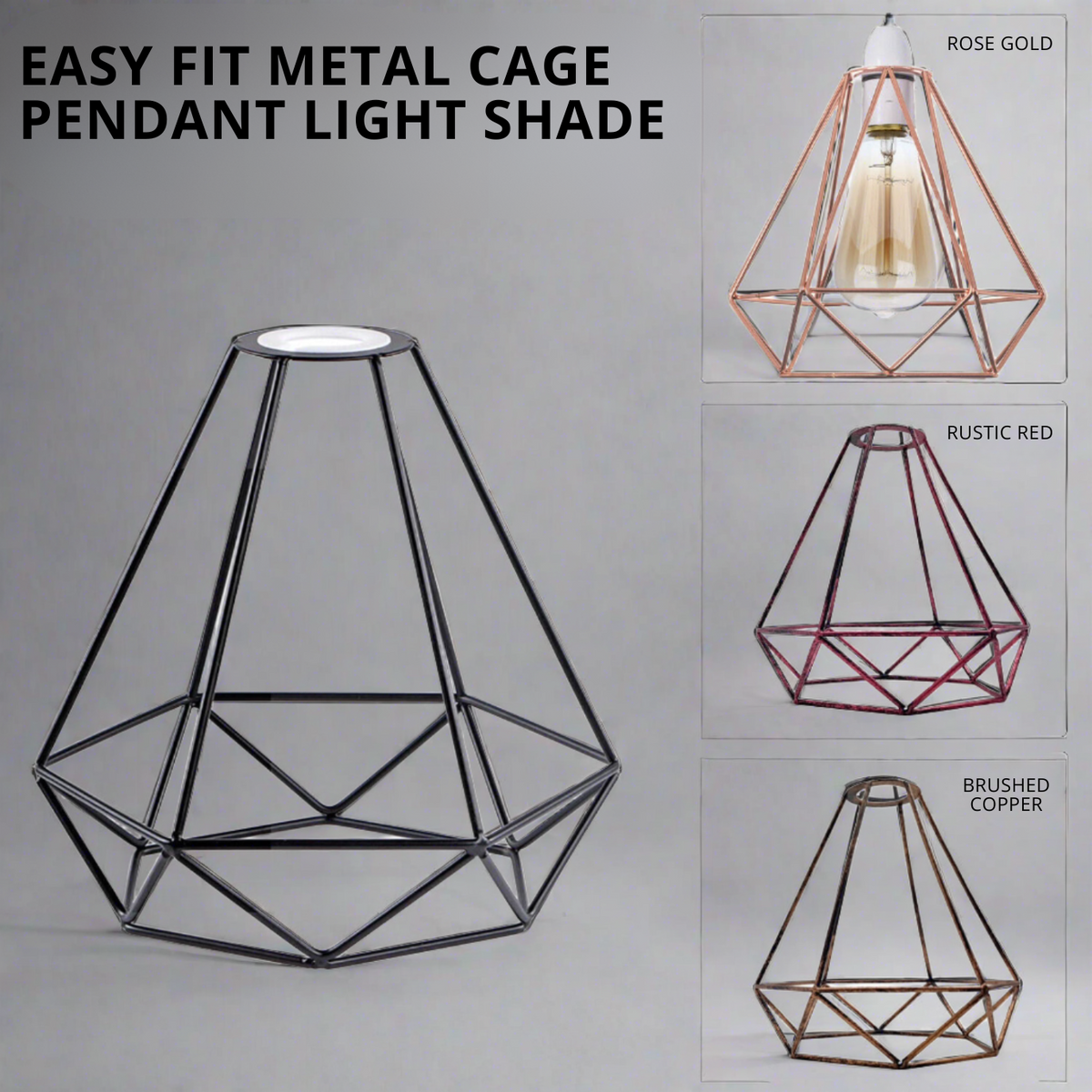 Diamond Wire Cage Lamp Shade – Easy Fit with Reducer Ring - photo 8
