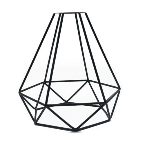 Diamond Wire Cage Lamp Shade – Easy Fit with Reducer Ring - Black, with Reducer Ring, Model WCDC, Single
