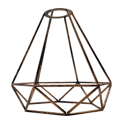 Diamond Wire Cage Lamp Shade – Easy Fit with Reducer Ring - Brushed Copper, with Reducer Ring, Single