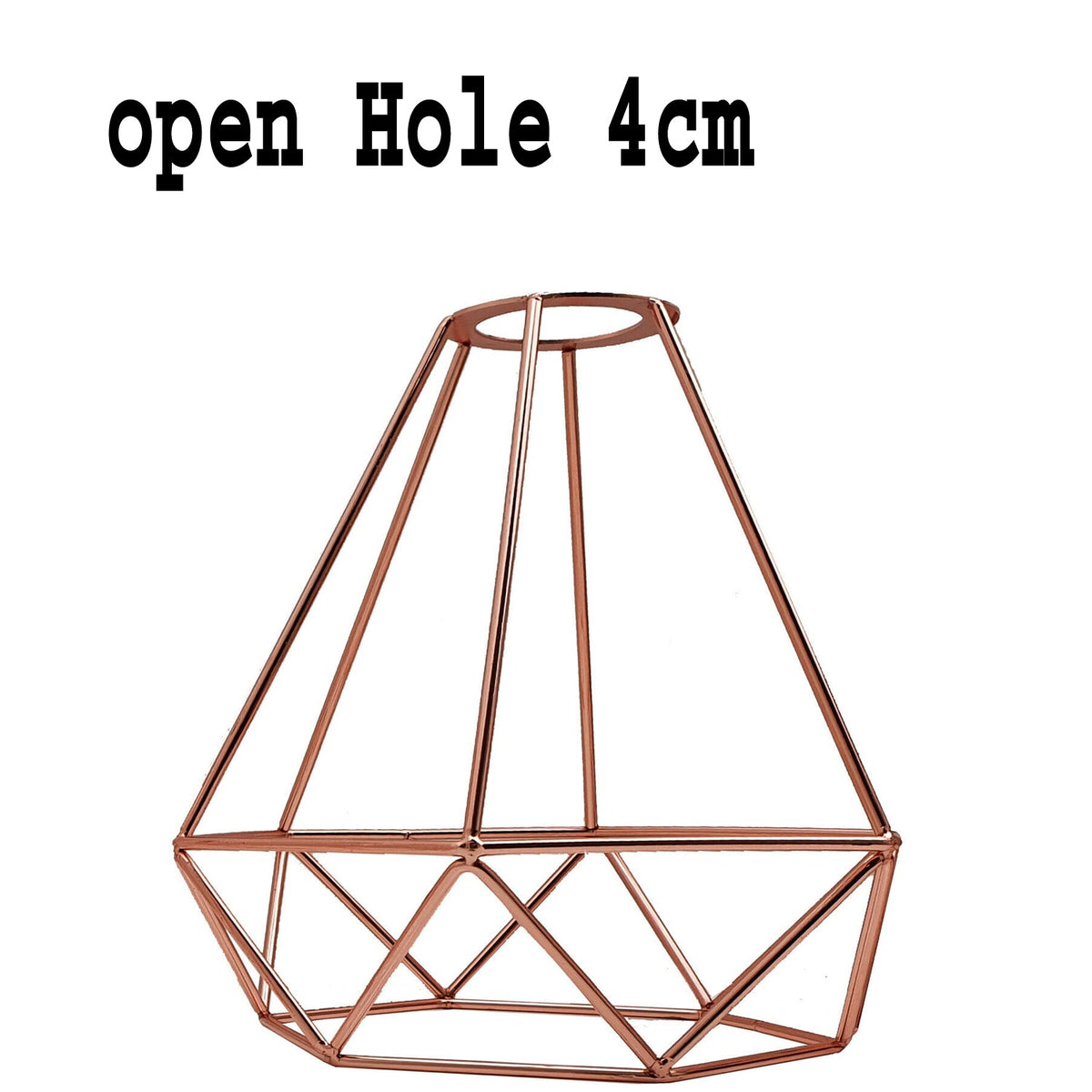 Diamond Wire Cage Lamp Shade – Easy Fit with Reducer Ring - Rose Gold, with Reducer Ring, Single