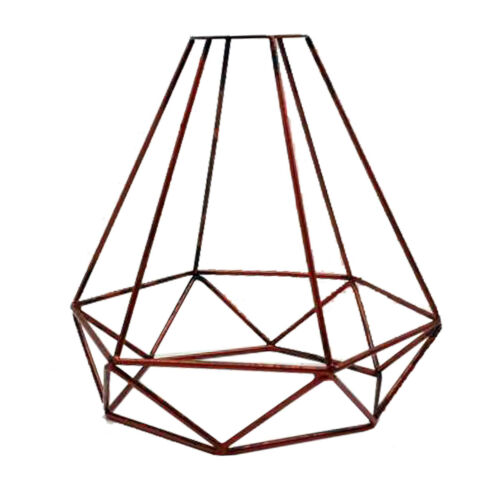 Diamond Wire Cage Lamp Shade – Easy Fit with Reducer Ring - Rustic Red, with Reducer Ring, Single