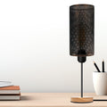 Wire Cage Table Lamp with Wooden Base E27