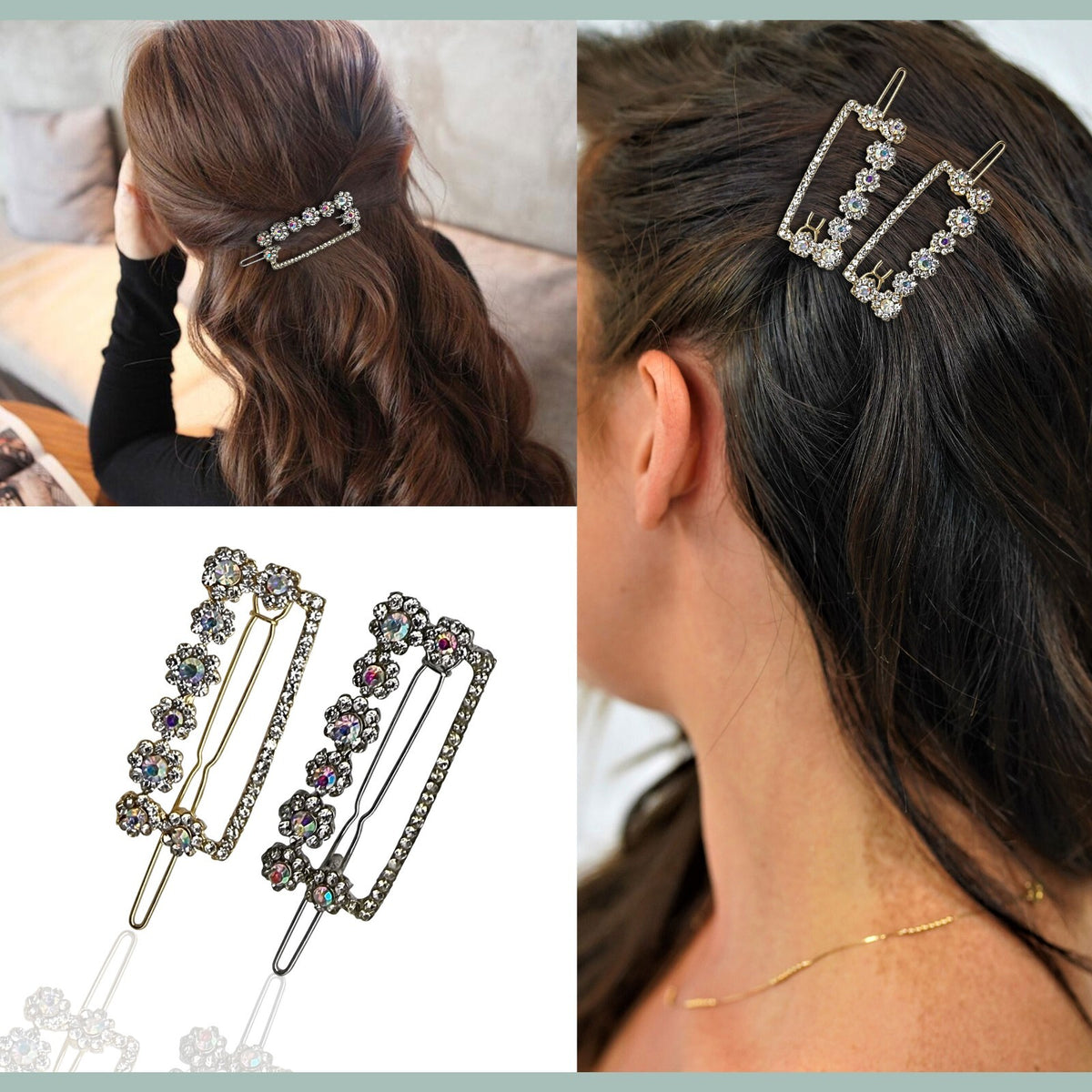 Pearl & Crystal Hair Slides – 7 Designs, Gold or Silver Tone, 1 or 2 Slides - photo 4