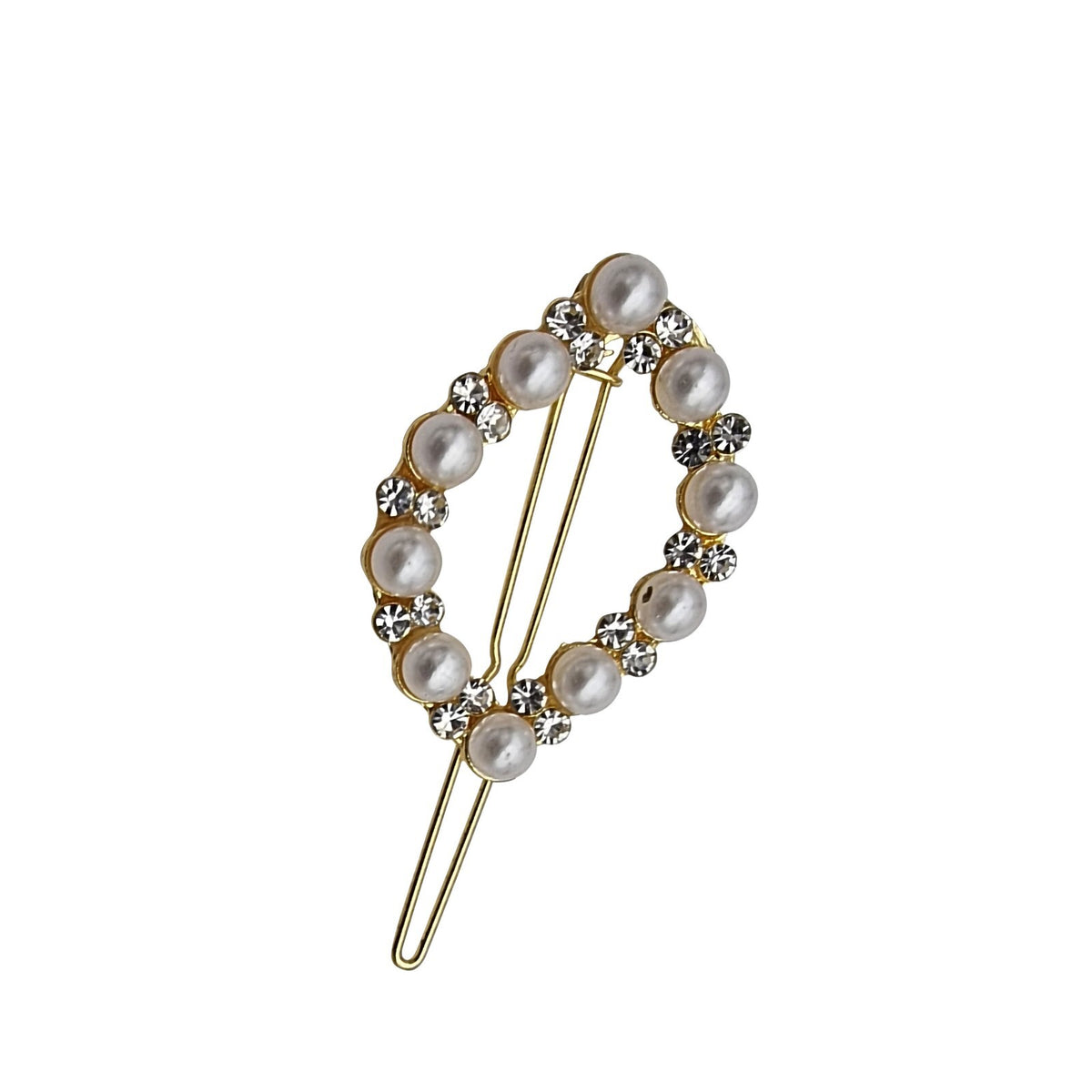 Pearl & Crystal Hair Slides – 7 Designs, Gold or Silver Tone, 1 or 2 Slides - Pearl Oval, 1 Slide