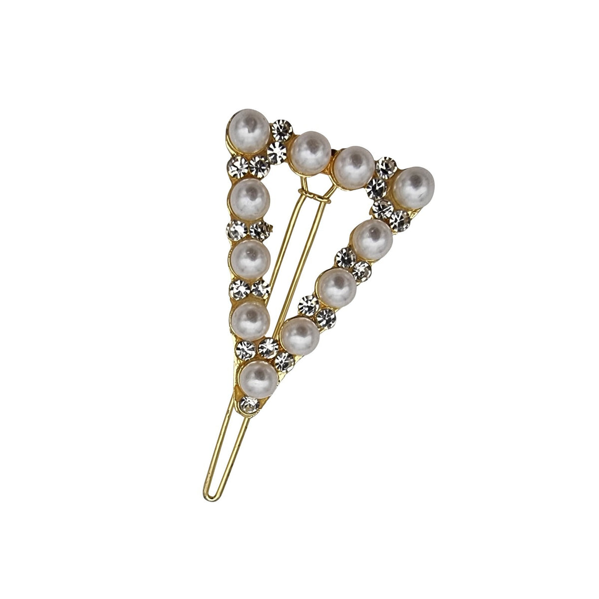 Pearl & Crystal Hair Slides – 7 Designs, Gold or Silver Tone, 1 or 2 Slides - Pearl Triangle, 1 Slide