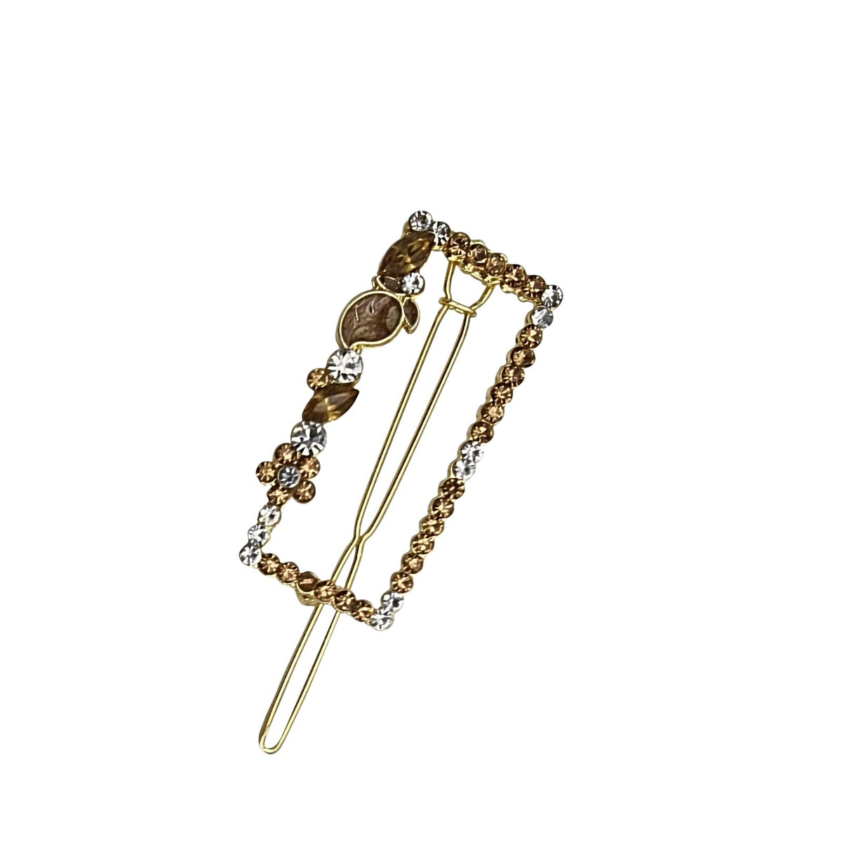 Pearl & Crystal Hair Slides – 7 Designs, Gold or Silver Tone, 1 or 2 Slides - Gold Crystal Rectangle, 1 Slide