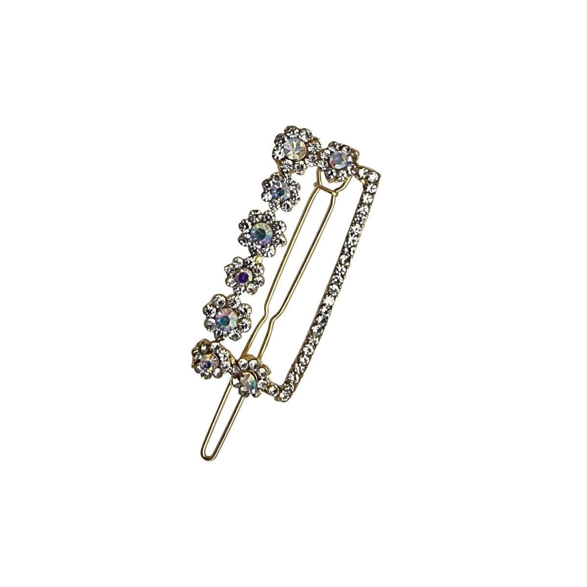 Pearl & Crystal Hair Slides – 7 Designs, Gold or Silver Tone, 1 or 2 Slides - Silver Crystal Rectangle, 1 Slide
