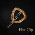 Gold Triangle Hair Slide – Crystal Rhinestones, Metal Hair Pin