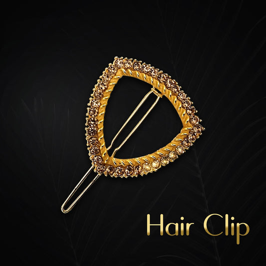 Gold Triangle Hair Slide – Crystal Rhinestones, Metal Hair Pin
