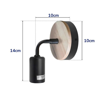 Wood & Black Wall Light Holder – Bent Arm, E27 - photo 3